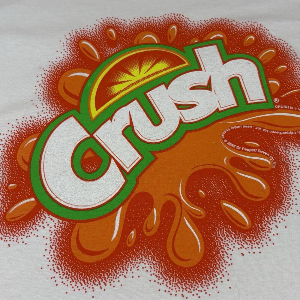 NWT Crush Orange Soda Logo Graphic T-Shirt XL White 2025 Official Licensed Tee - Picture 2 of 9